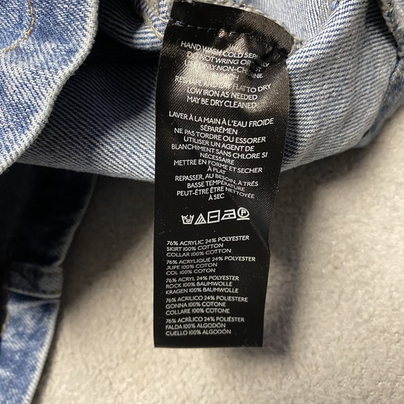 Pilcro Anthropologie Denim Sweater Shirt Dress Medium Blue Snap Button Academia - Picture 7 of 8